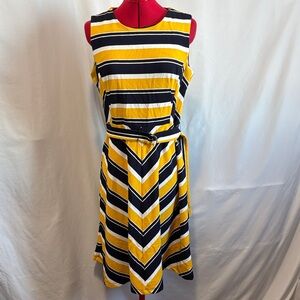 Chic Yellow and Black Striped Midi Dress LL93